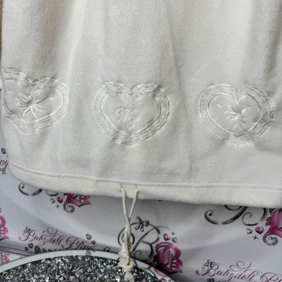 Weekend edition sweater long Cozy White Hooded Pullover heart embroidered - Picture 4 of 13